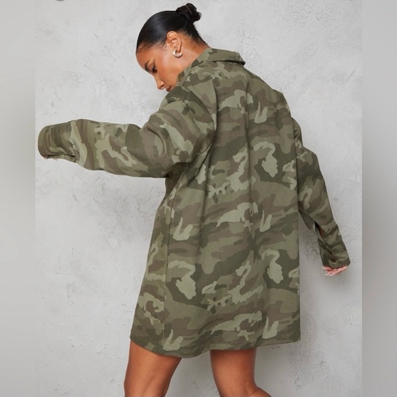 Oversized Multi Pocket Camo Cargo Shirt Dress - Picture 3 of 8